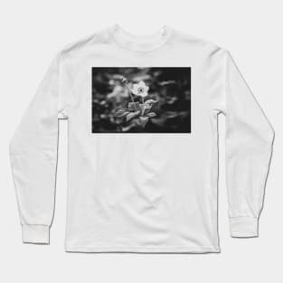 Black and White Japanese Anemone Flower Long Sleeve T-Shirt